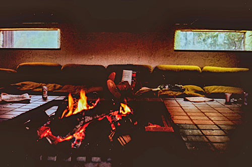 Hotel log fire